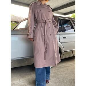 🔥VTG London Fog Double Breasted Dusky Pink Faux Fur Lined Classic Trench Coat